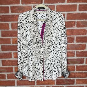Robert Graham silk polkadot button down blouse